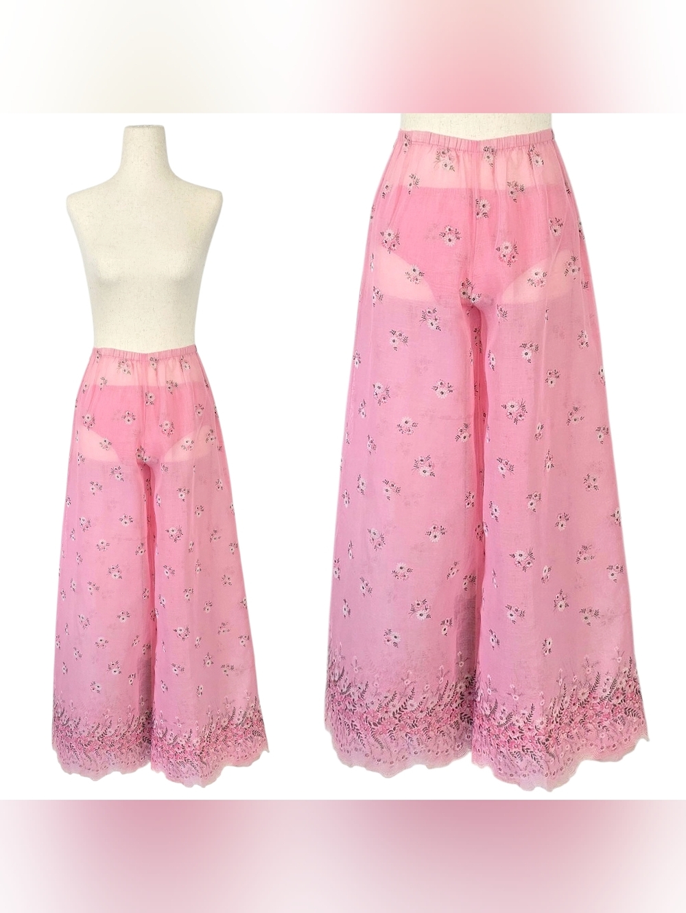 1960s Vintage Pink Pants & Panties Set 60s Hostess Matching Set Bikini XS Small